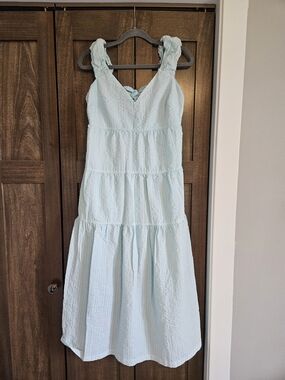 Old Navy Light Blue Tiered Maxi Dress with Ruffled Straps